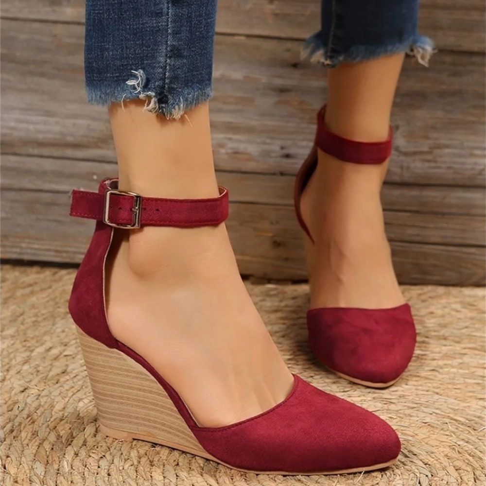 Women's Burgundy Wedge Heels